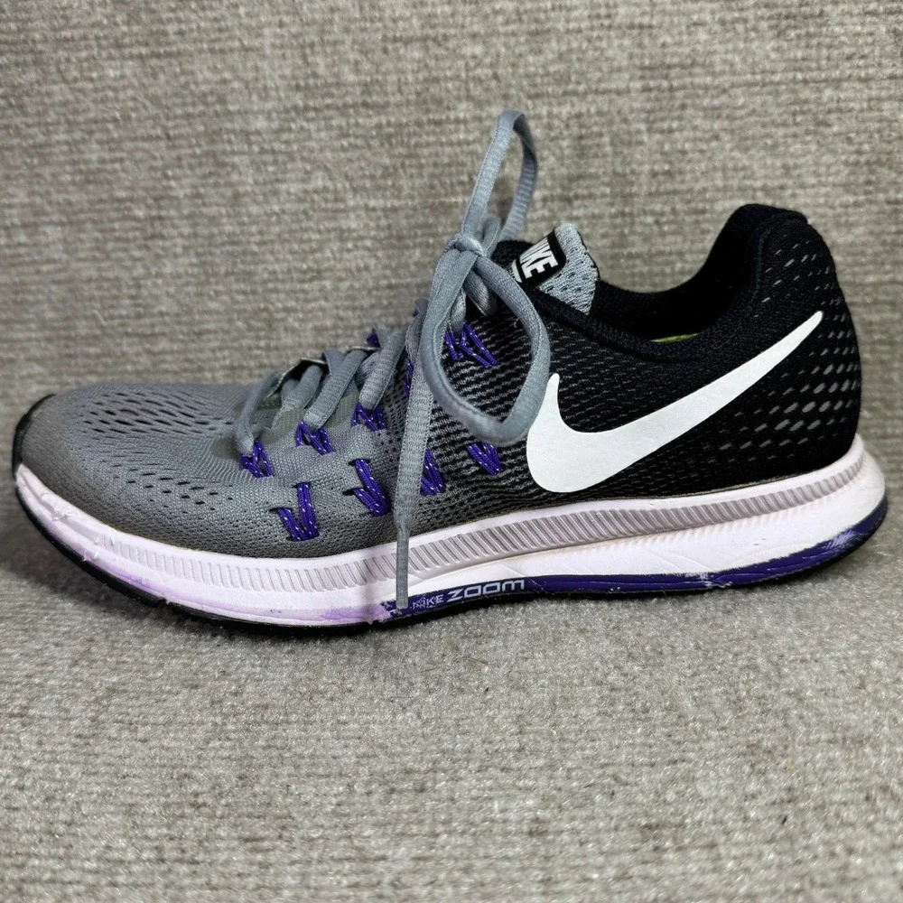 Nike Air Zoom Pegasus 33 Mens 7.5 Grey Purple Running Shoes‎ 831356-003